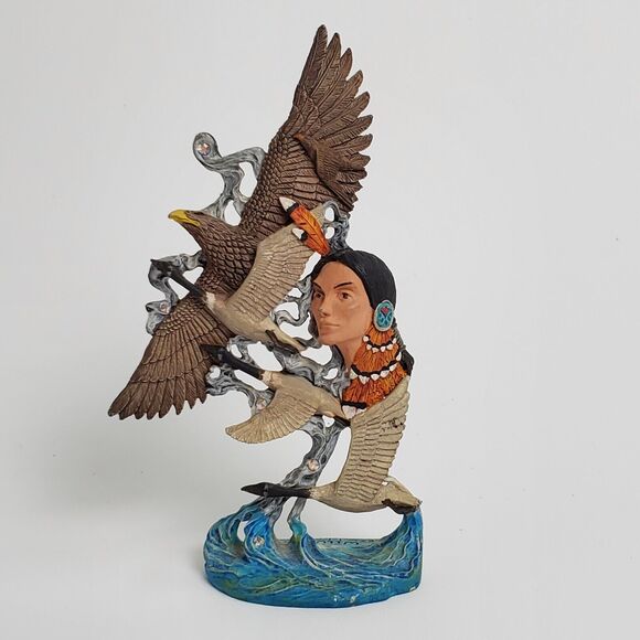 Perth Pewter Wild Hearts by John Dennett 1994 Figure Native American Geese Raven - Picture 1 of 6
